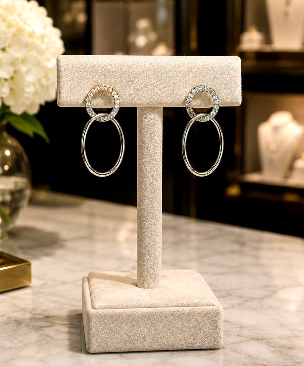 Adornia White Rhodium Circle Drop Earrings
